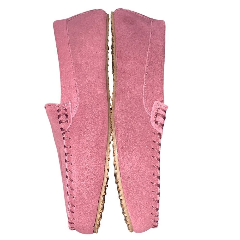 The Vermont Country Store mauve cow suede slip on moccasins shearling lined 8 - Picture 9 of 11